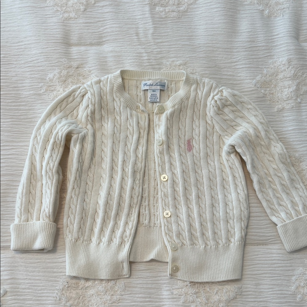 Ralph Lauren Cream Cable Knit Kids Cardigan